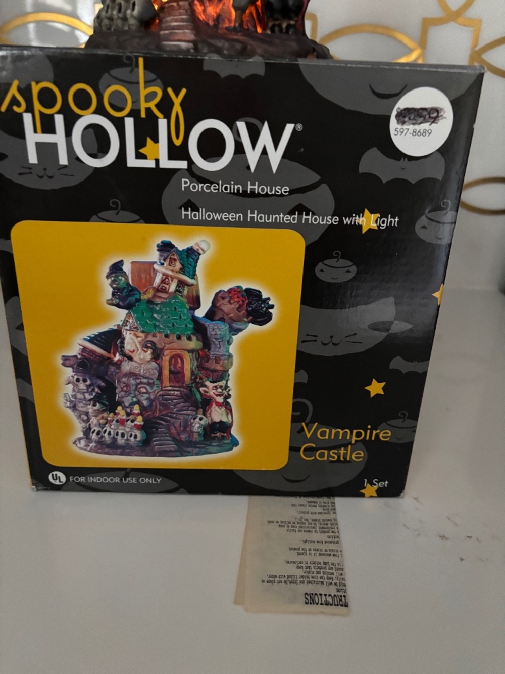Vintage Spooky Hollow Porcelain Halloween House VAMPIRE CASTLE W/ LIGHT